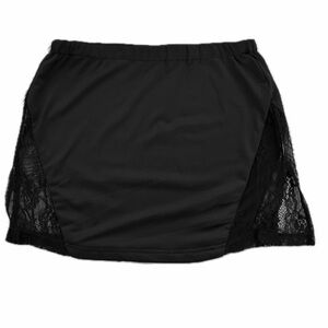 PEPPER MAYO US 6 BLACK LACE ACCENT SHORT A-LINE MINI SKIRT
PULL ON ELASTIC WAIST